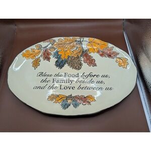 Vintage Cracker Barrel Fall Pinecone 3D Leaves Platter Tray Decorative Plate